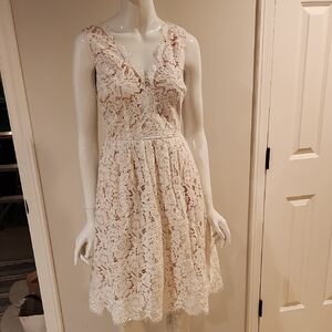 Lulu's Cream Lace Mini Dress